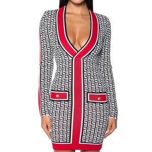 Shop Akira Jacquard Monogrammed Dress